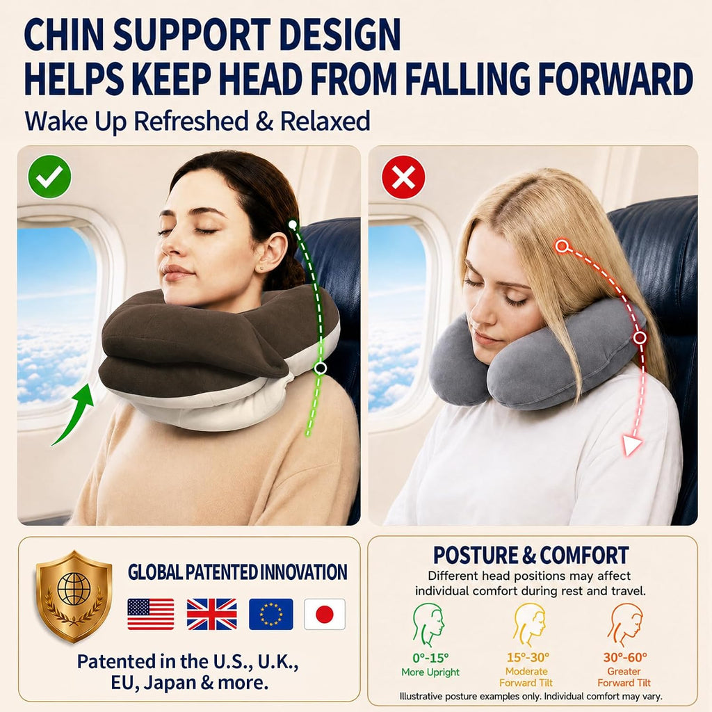 BUYUE Travel Neck Pillows for Airplanes, Memory Foam 360° Head Support Sleep for Long Flight, Skin-Friendly & Breathable, Kit with Eye…