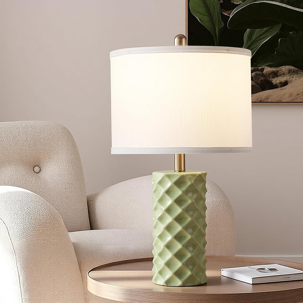BLHDZJR Vitality Green & Star Diamond Ceramic Table Lamps (Set of 2) - 23" Luxe Modern Bedside Lamps for Nightstand, bedrooms, Living…
