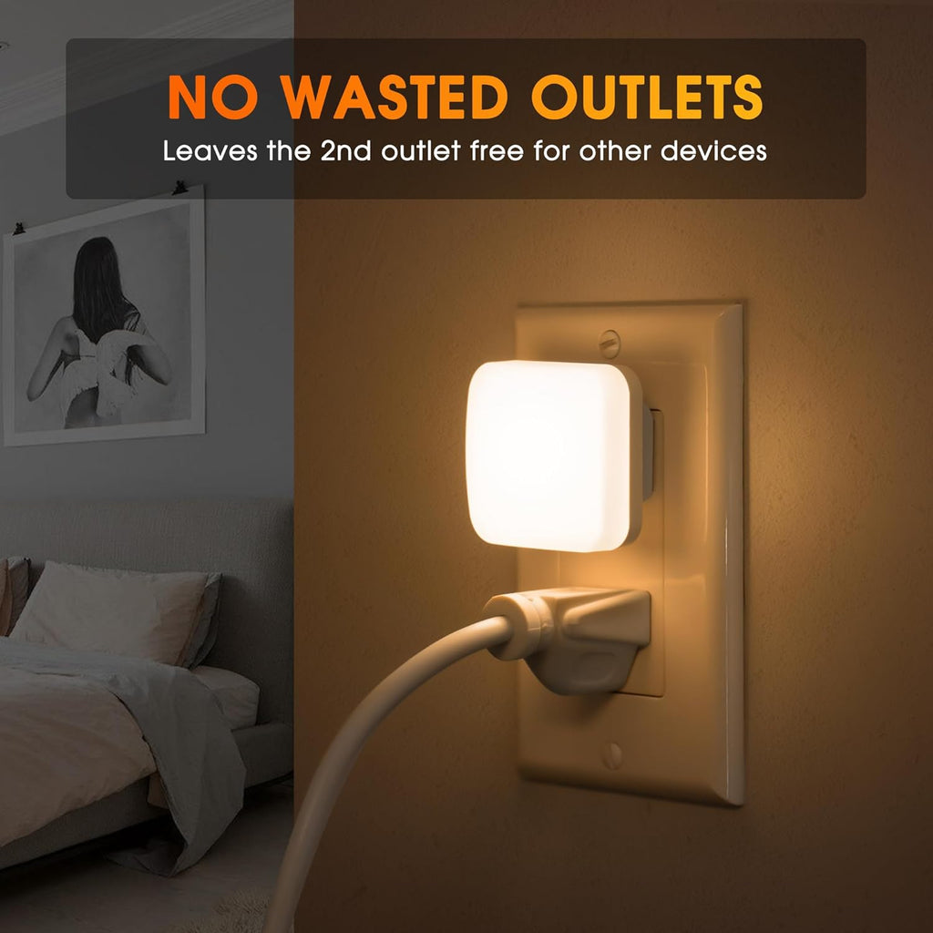 LED Night Lights Plug into Wall, 4 Pack Nightlights With Light Sensor Dusk to Dawn, 0.3W Square Plug in Night Light for Kids, 3000K Warm…
