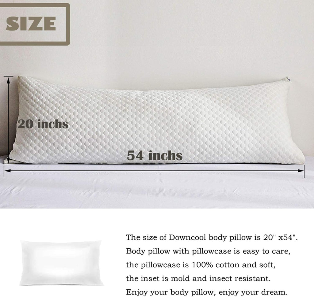 Downcool Full Body Pillow for Adults- Ultra Soft Long Bed Pillow with Removable Cover Cooling Breathable, Polyester Microfiber Large Body P…