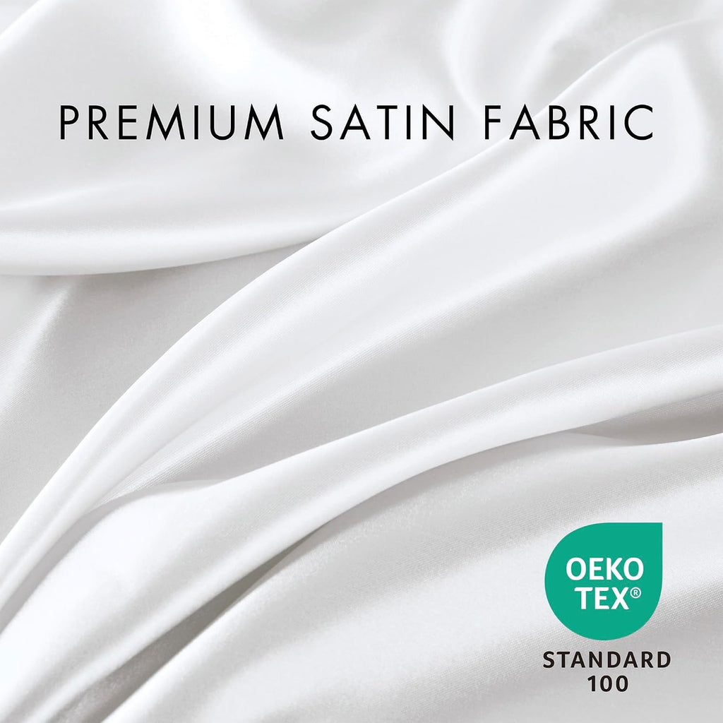 Madisonpark Madison Park Satin Sheets Twin Size, Luxurious Silky Bed Sheets, Elastic 14" Pocket fits up to 16" Mattress, Wrinkle-Free, Soft…