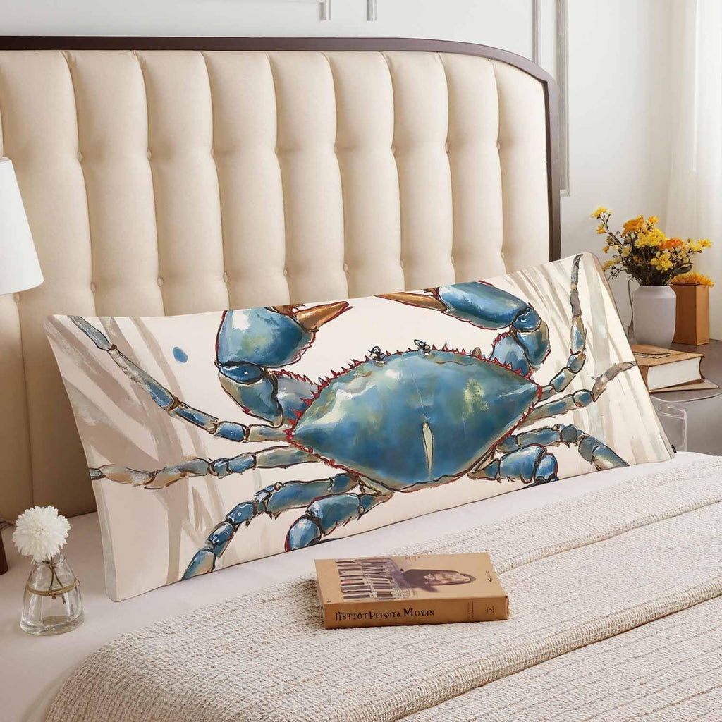 Crab Body Pillow Pillowcase, Ocean Beach Crab Sea Retro Body Pillow Cushion Covers, 20x54 Inch Bedding Body Pillows Protector Large…