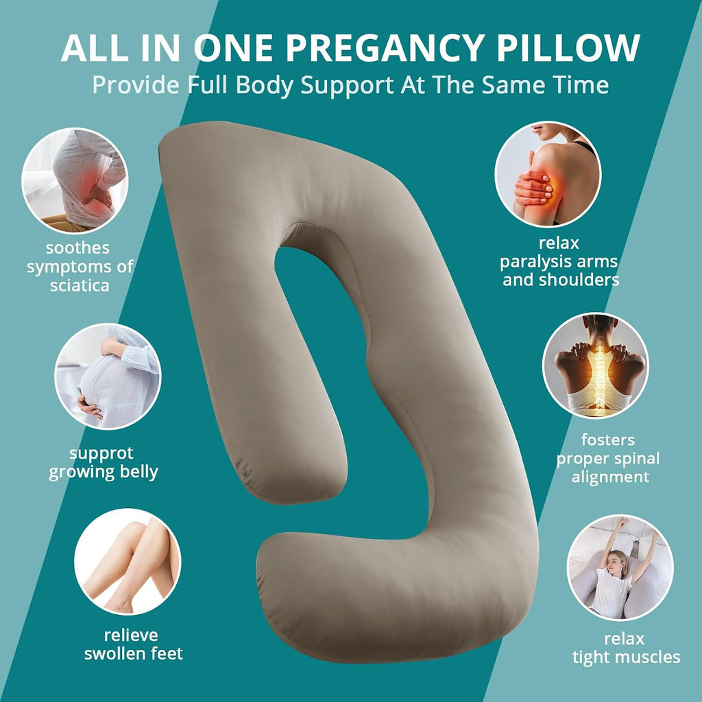 Sasttie Pregnancy Pillows for Sleeping, U Shaped Cooling Full Body Pillow with Removable Cover, Pregnant Women Must Haves, Maternity Essent…