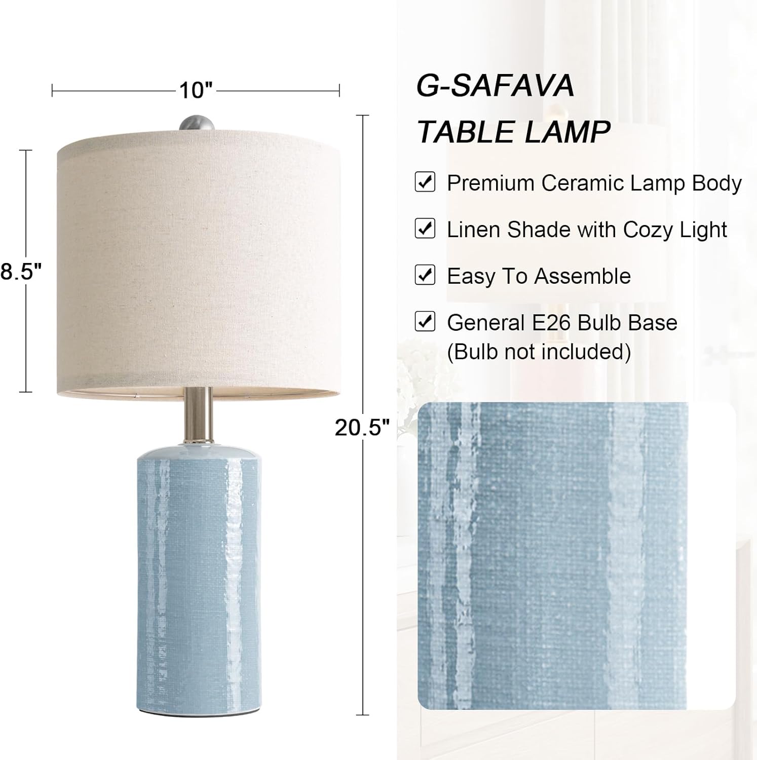 G-SAFAVA 20.5" Small Table Lamps for Living Room Lamp Set of 2 Ceramic Lamps for Bedroom Bedside Lamps Modern Boho Lamps for Night Stands…