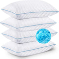 Vvz Cooling Bed Pillows King Size Set of 4, Shredded Memory Foam Pillows for Side Back Stomach Sleepers, Luxury Cool Gel Adjustable Firm Be…