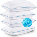 Vvz Cooling Bed Pillows Standard Size Set of 4, Shredded Memory Foam Pillows with Gel, Adjustable Firmness for Side, Back, Stomach Sleepers,…