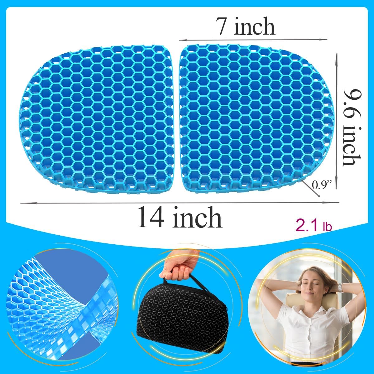 masteymoh Small Foldable Seat Cushion 0.9-Inch Thick, 14 x 9.6 Inches Portable Cooling Gel Seat Cushion for Pressure Relief, Light Seat Cus…