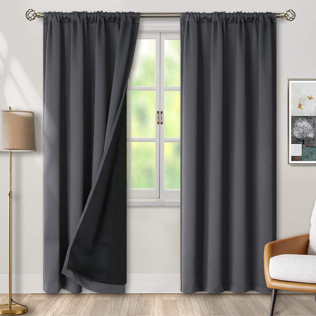 BGment Grey Blackout Curtains 84 Inch Length 2 Panels Set for Bedroom, 100% Room Darkening Thermal Insulated Dark Curtains for Living…