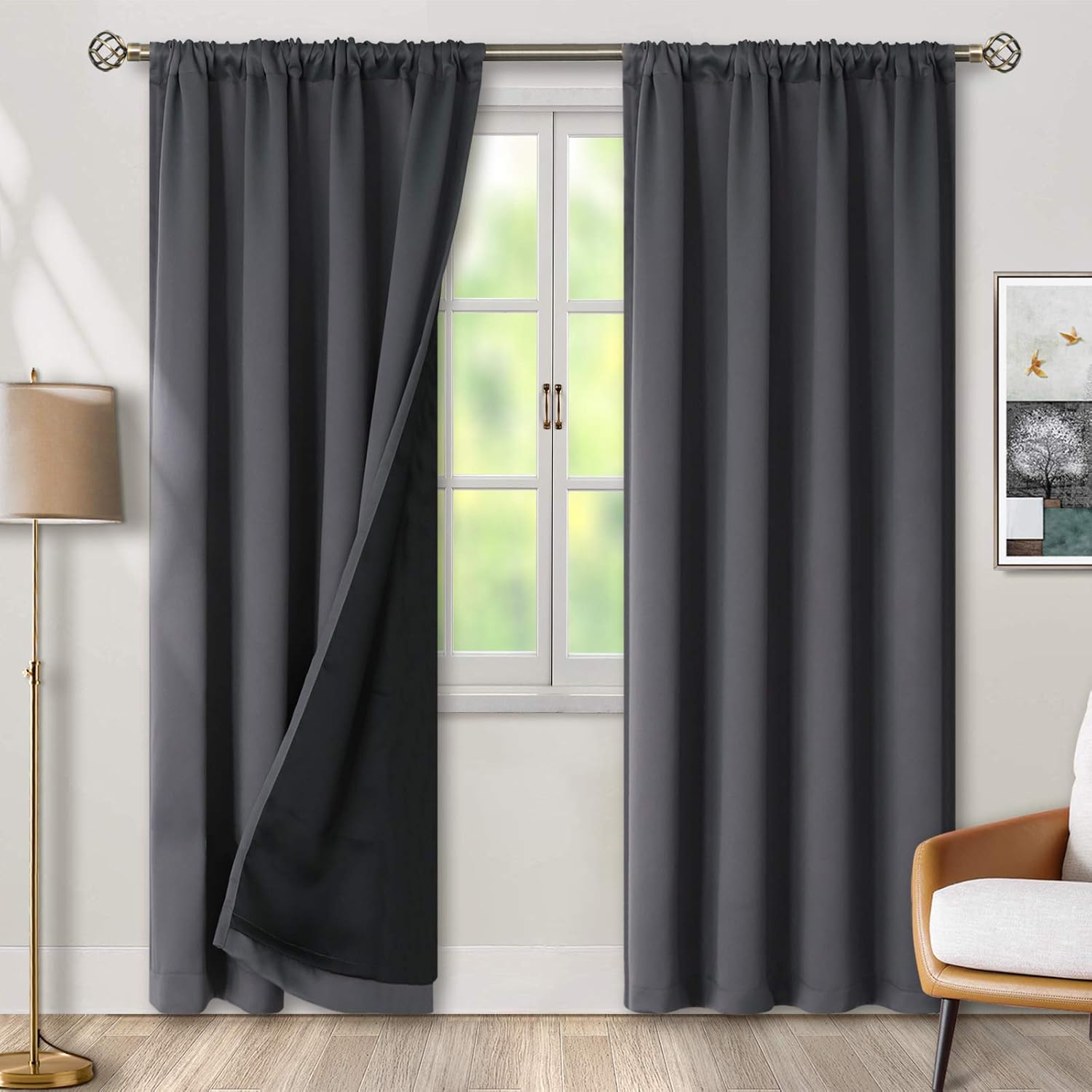 BGment Grey Blackout Curtains 84 Inch Length 2 Panels Set for Bedroom, 100% Room Darkening Thermal Insulated Dark Curtains for Living…