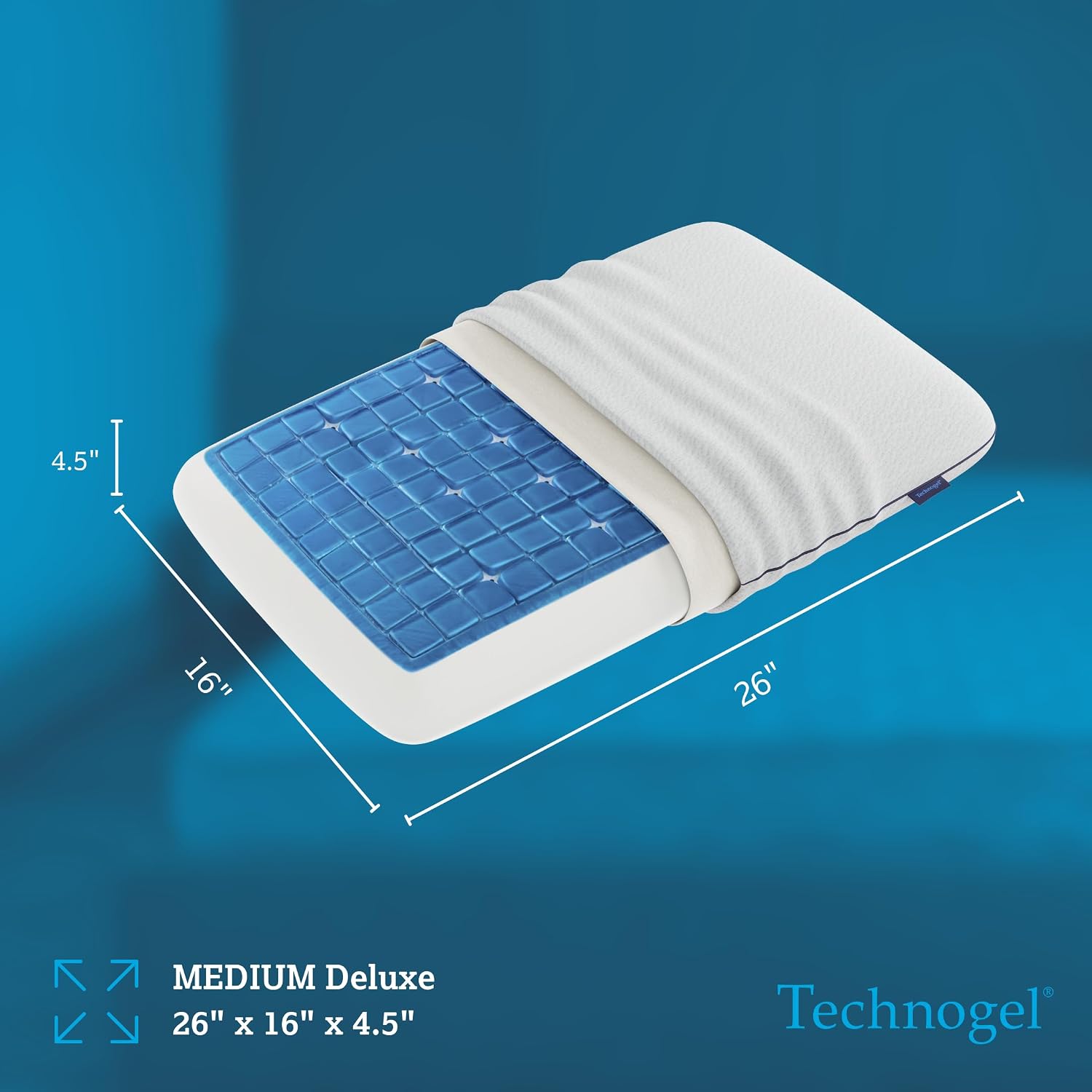 Technogel Deluxe Cooling Gel Pillow - Patented Cooling Technology, Odorless Memory Foam – Breathable Ergonomic Support for Side & Back Slee…