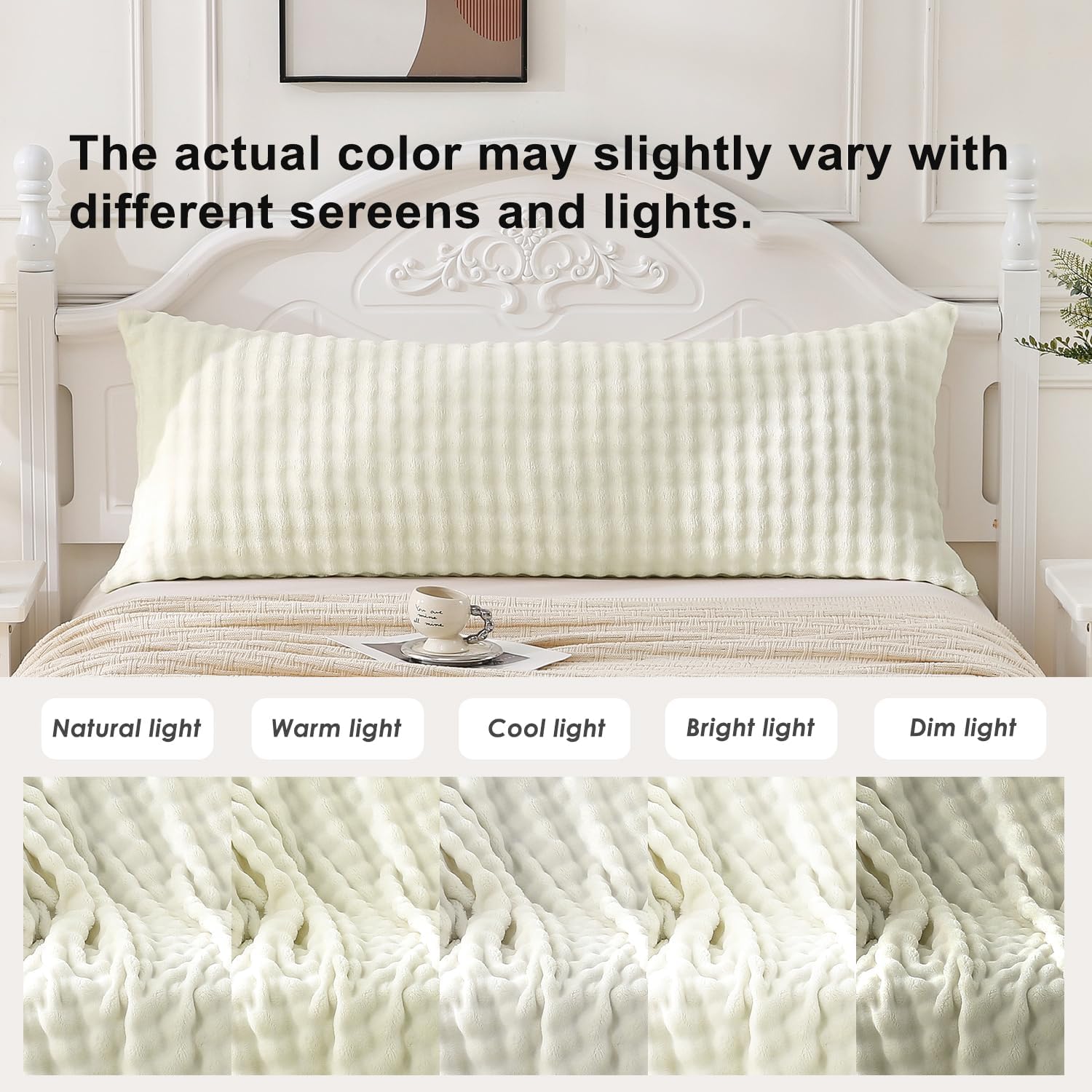 Sochow Decorative Body Pillow Cover 20x54 Inches, Super Soft and Cozy Bubble Textured Fleece Long Body Pillowcase with Zipper Closure,1 Pac…
