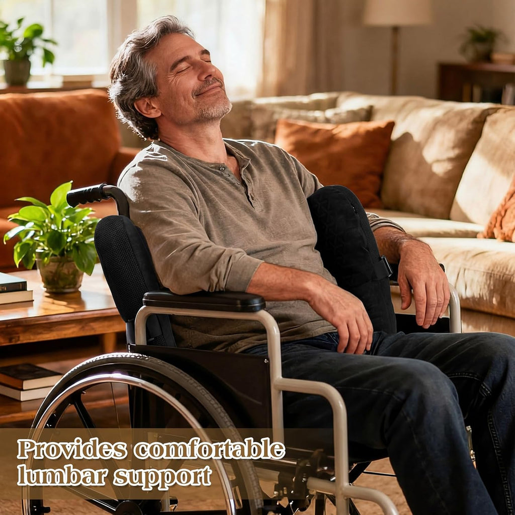 Lateral Support for Wheelchair Back Cushion Pressure Relief Side Support Pads Recliner Wheelchair Lumbar Pillow for Office Chair Back(Black)