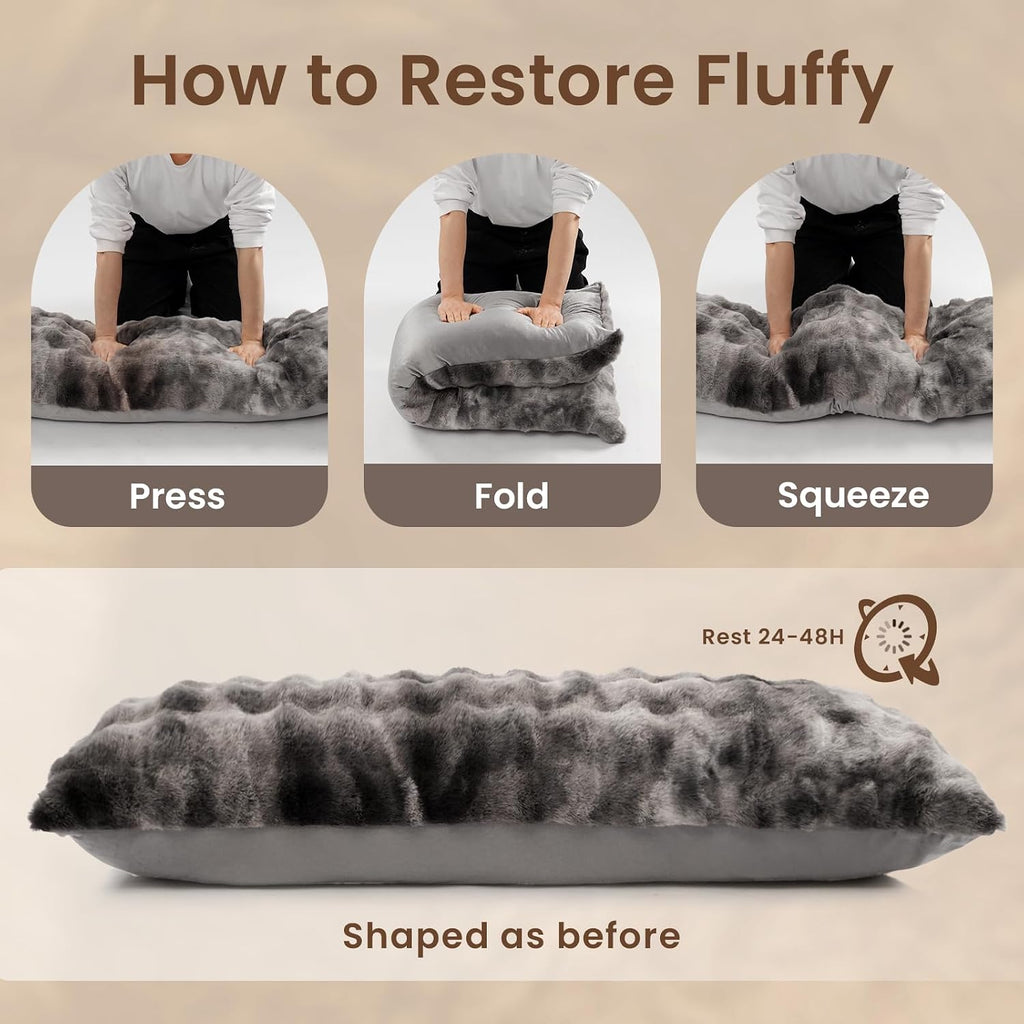 Zonli Fluffy Body Pillow for Adults, Fuzzy Faux Fur Body Pillow with Shredded Memory Foam, Adjustable Support for Side Sleepers, Pregnancy…