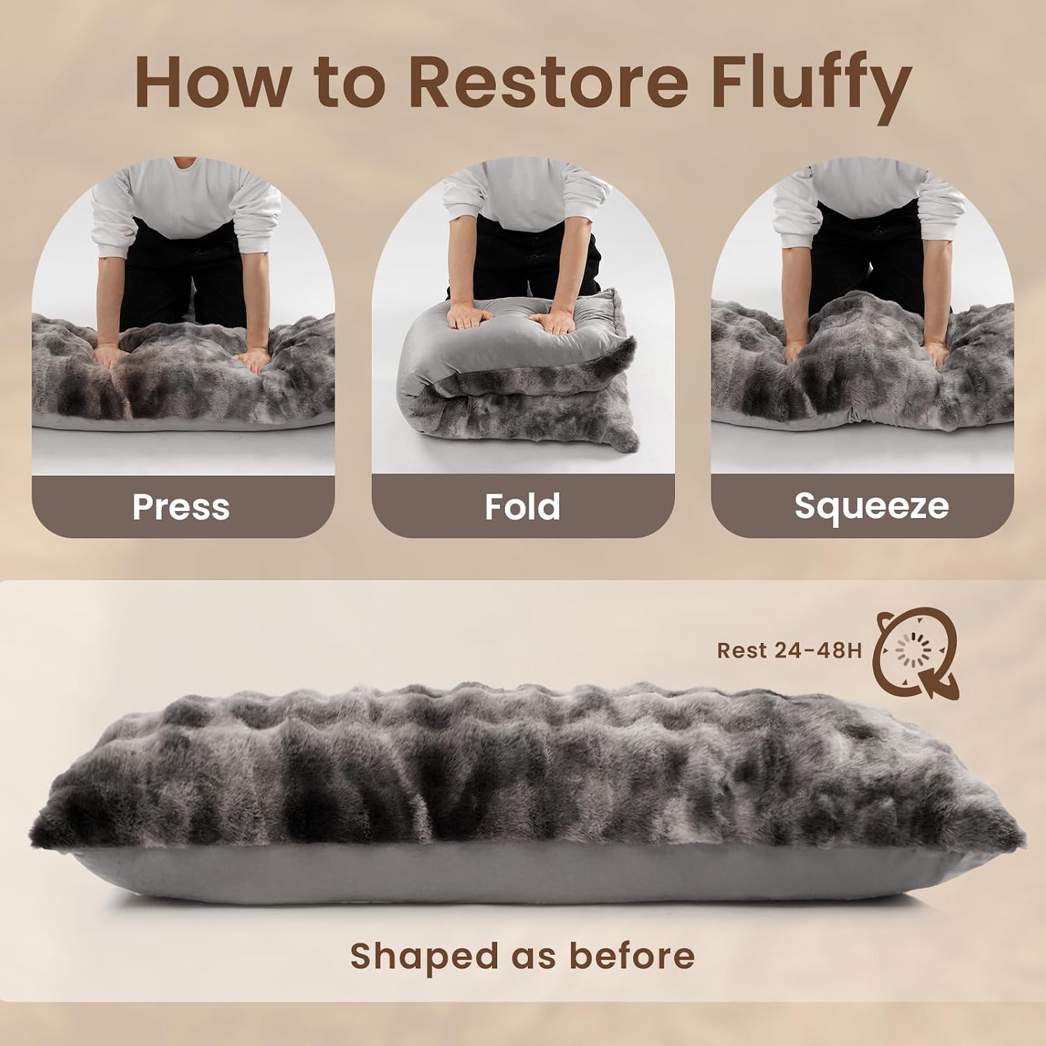 Zonli Fluffy Body Pillow for Adults, Fuzzy Faux Fur Body Pillow with Shredded Memory Foam, Adjustable Support for Side Sleepers, Pregnancy…