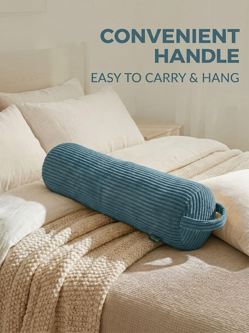 Long Cylinder Pillow – 8x35.4 Inch Corduroy Lumbar Pillow, Shredded Sponge Filled for Neck, Back, Leg, Knee & Arm Support, Boho…