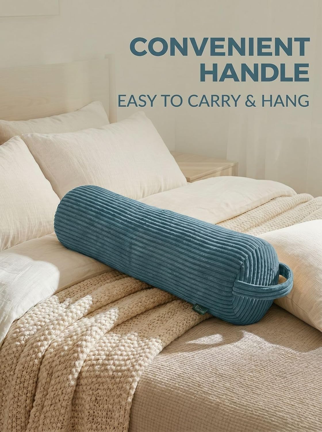 Long Cylinder Pillow – 8x35.4 Inch Corduroy Lumbar Pillow, Shredded Sponge Filled for Neck, Back, Leg, Knee & Arm Support, Boho…
