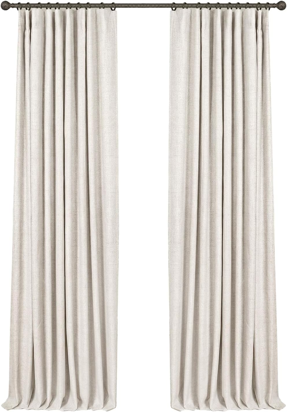 INOVADAY 100% Blackout Curtains for Bedroom, Black Out Curtains 63 Inch Long, Clip Rings Linen Blackout Drapes, Thermal Insulated Room…