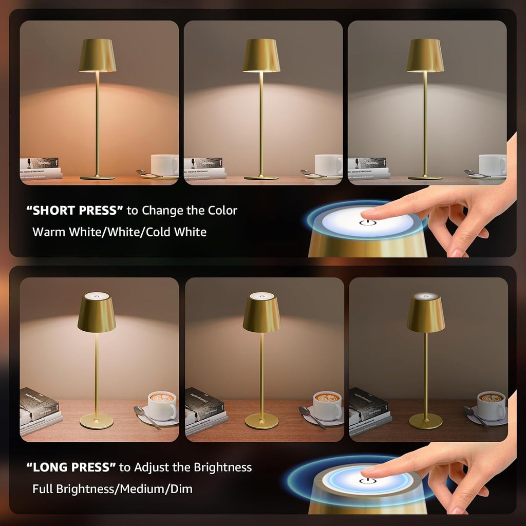 uuffoo 3 Pack Cordless Table Lamp Rechargeable 5000mAH Battery Operated Lights Touch Control LED Portable Desk Lamps 3 Color Dimming for…