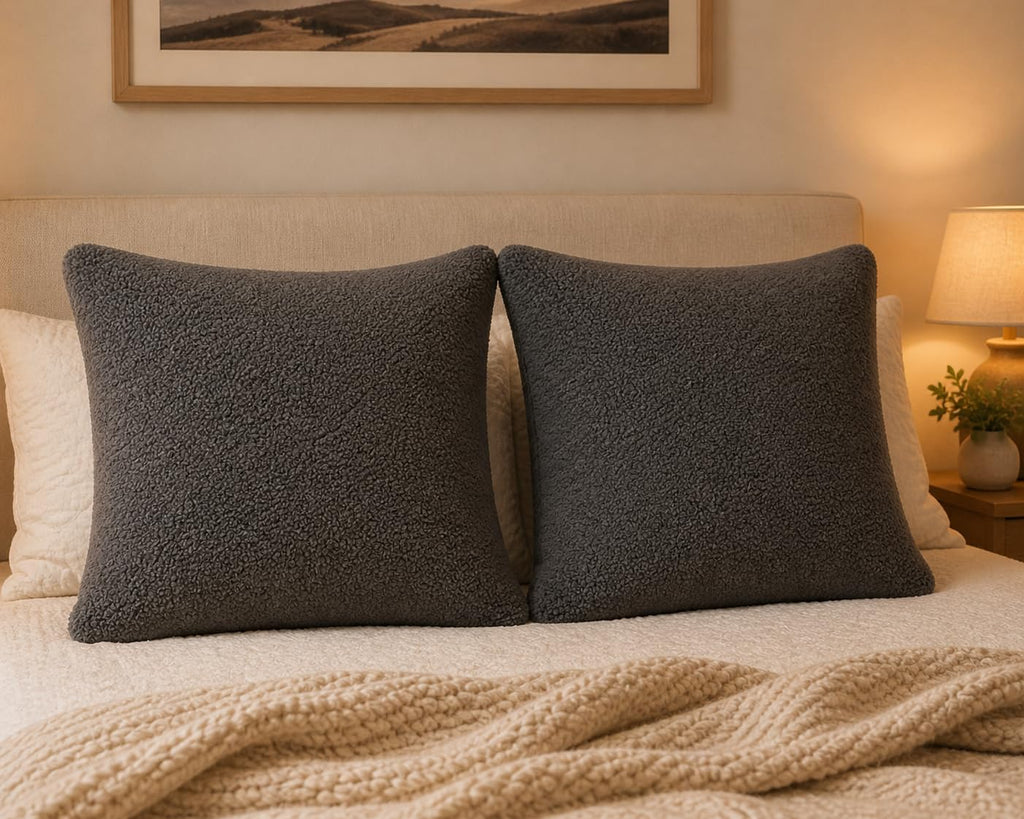Reafort Sherpa Euro Sham Pillow Cover 26x26 Inch, Ultra Soft Plush Fluffy Decorative Throw Pillow Case with Hidden Zipper, Cozy Cushion Cov…