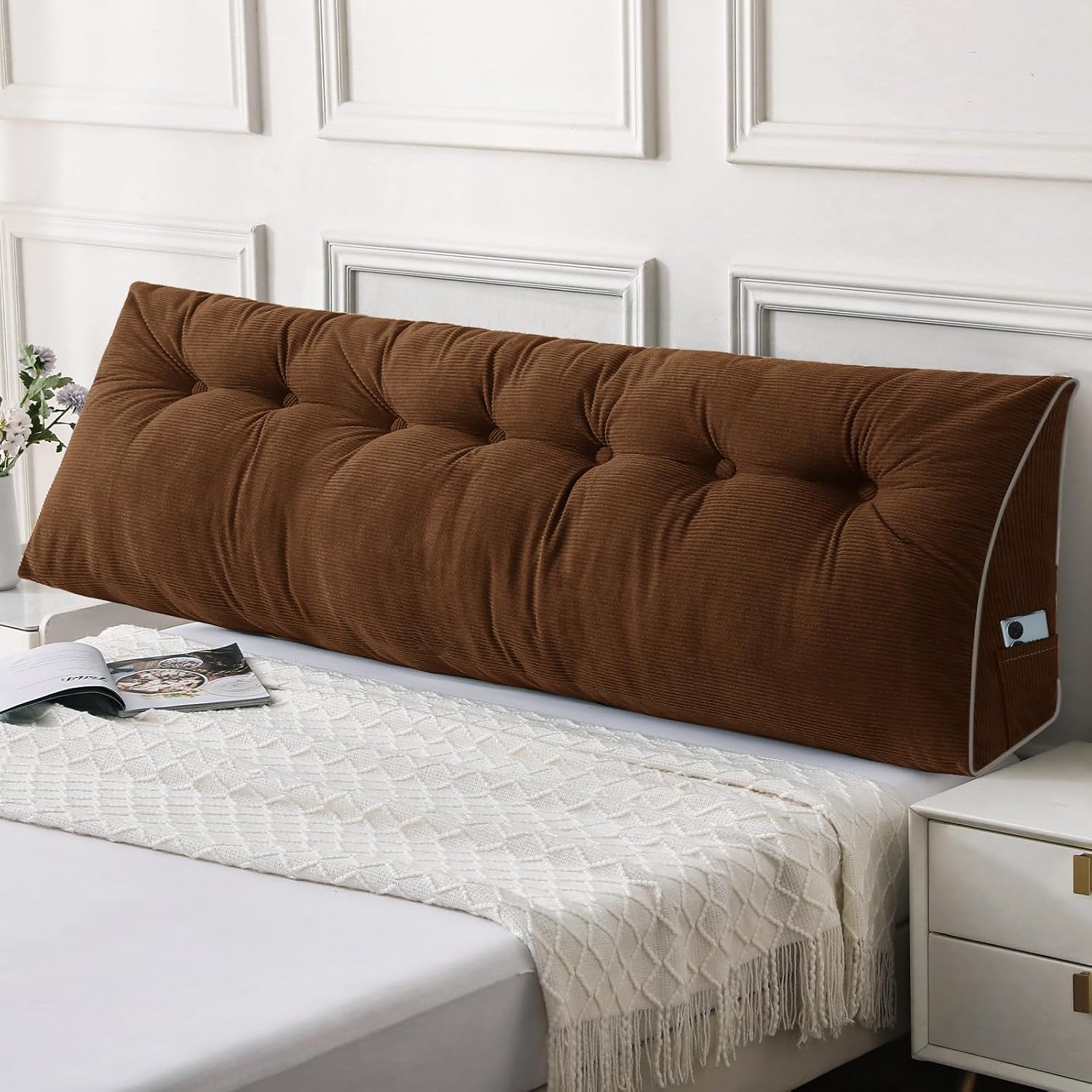 Sasttie Headboard Pillow King, Wedge Pillow Headboard for Sitting Up in Bed, Back-Rest Support Triangular Cushion for Reading - Features Re…