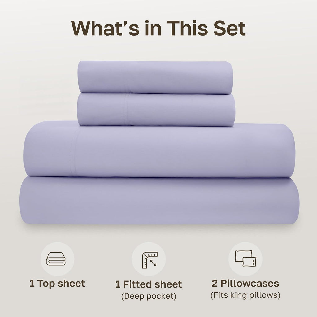 CaliforniaDesignDen California Design Den Deep Pocket King Sheet Set - Soft 100% Organic Bed Sheets, Crisp Percale, Breathable and Durable…