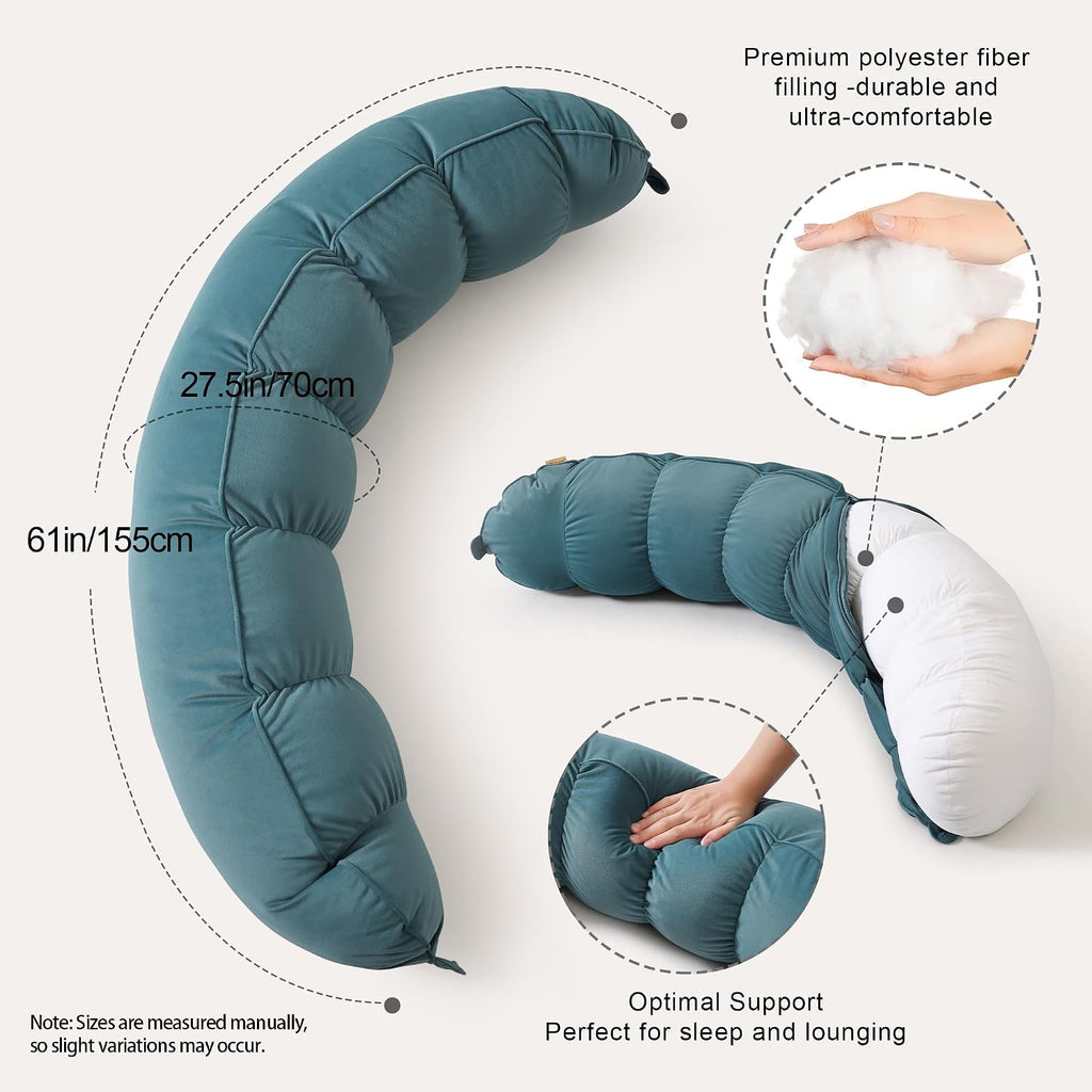 Peallow(Pat. Pend) – Long Round Body Pillow for Adults, Bolster Pillow for Sleeping, Soft and Supportive Pillow for Sleeping & Lumbar…