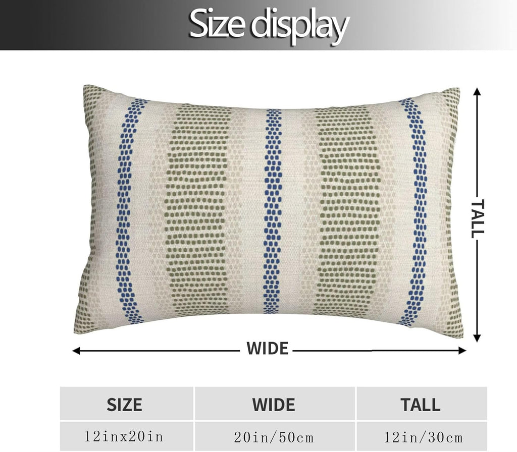 Blue Sage Green Pillow Covers 12x20 Set of 2 Boho Outdoor Striped Throw Pillow Covers Abstract Modern Geometry Decorative Pillowcase…