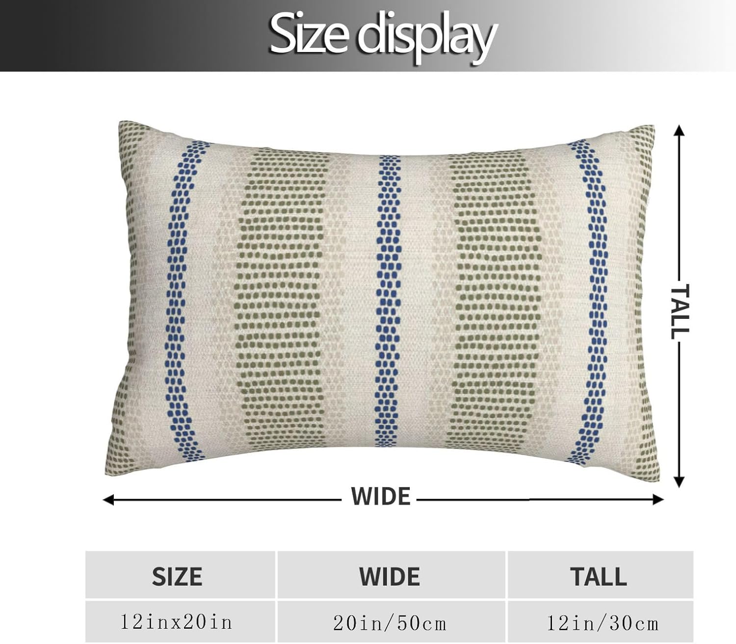 Blue Sage Green Pillow Covers 12x20 Set of 2 Boho Outdoor Striped Throw Pillow Covers Abstract Modern Geometry Decorative Pillowcase…