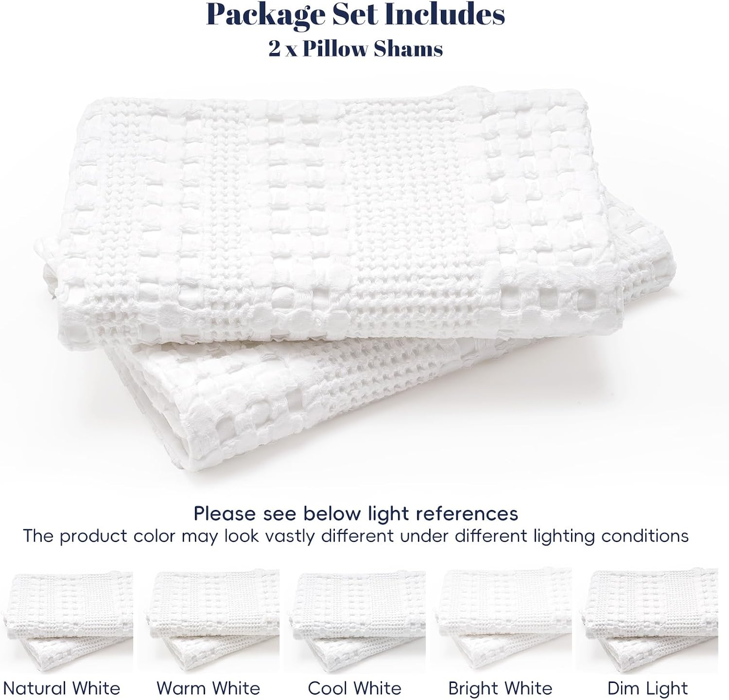 Phf 100% Cotton Ruffle Waffle Weave Euro Sham Covers, 2 Pack 26" x 26" Bed Pillow Covers for Elegant Home Decor, No Filling, Luxury Aesthet…