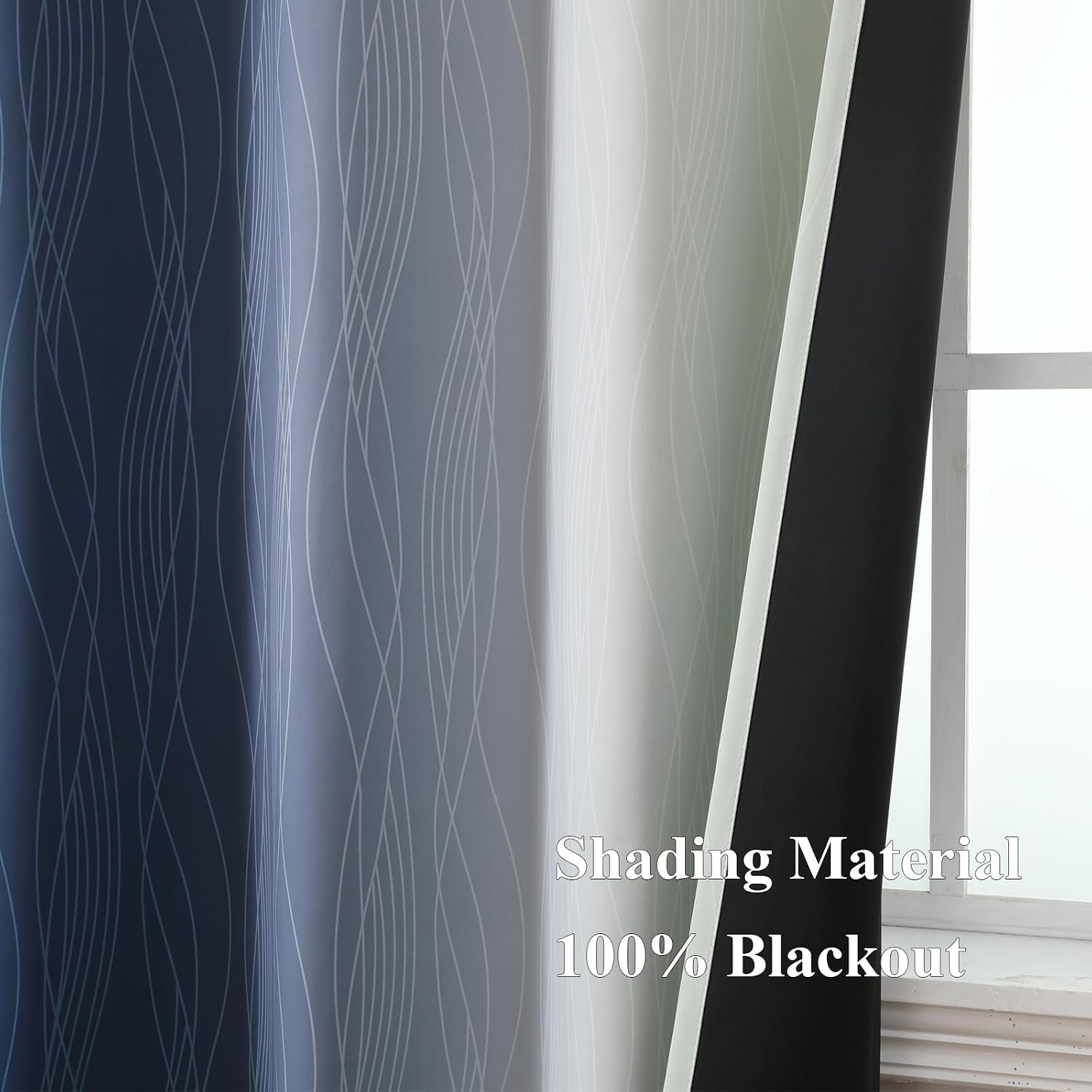Estelartextiler Estelar Textiler Sage Green and Navy Blue Ombre Blackout Curtains 45 Inch Length, Full Room Darkening Gradient Drapes for K…