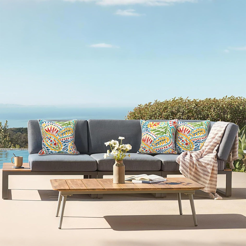 LVTXIII Pack of 2 Outdoor Throw Pillow Covers Accent Waterproof Pillow Covers ONLY, Patio Square Cushion Cases for Garden Balcony Couch…