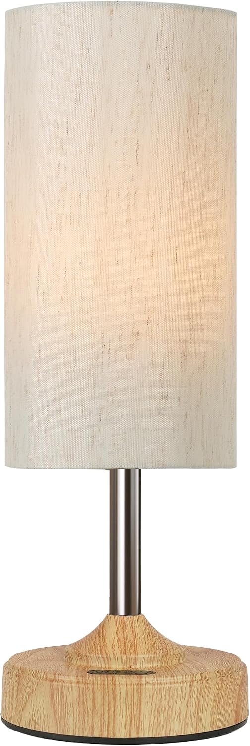 EZVALO Cordless Table Lamp, Ambient Light, Wood-Grain Finish, Dimmable, Touch, Timer, 2700K, Decor, Portable, Wireless, Rechargeable…