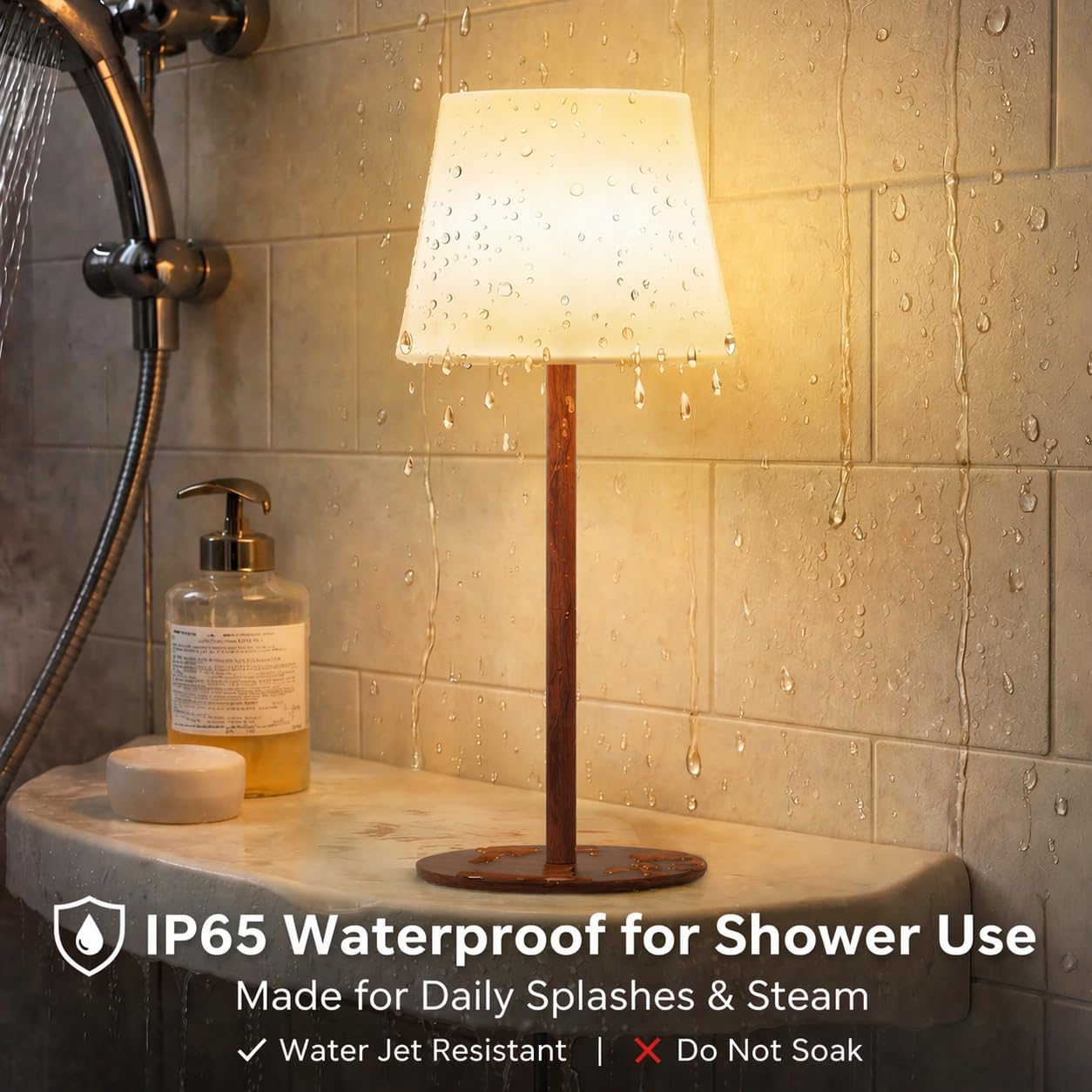 EZVALO Spa-Like Shower Lamp – IP65 Waterproof Bathroom Lamp, Rechargeable Cordless Mood Light, 3 Color Temps for Relaxing Bathroom &…