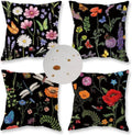 ONWAY Outdoor Waterproof Spring Summer Pillow Covers 18x18 Inch Set of 4 Floral Farmhouse Throw Pillows Decorative Cushion Cases for…