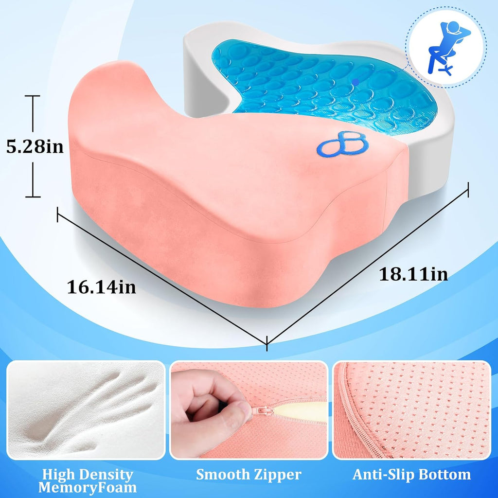 CushyOasis Seat Cushion, Chair Cushions, Office Chair Cushions, Anti-Slip Bottom & Removable Cover Tailbone Cushion, Memory Foam Seat Cushi…