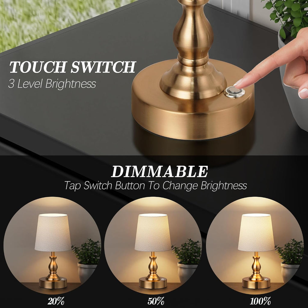 PARTPHONER Mini Cordless LED Table Lamp, 5200mAh Rechargeable Battery Operated Lamp, 3-Level Brightness, Touch Dimmable Desk Lamp…