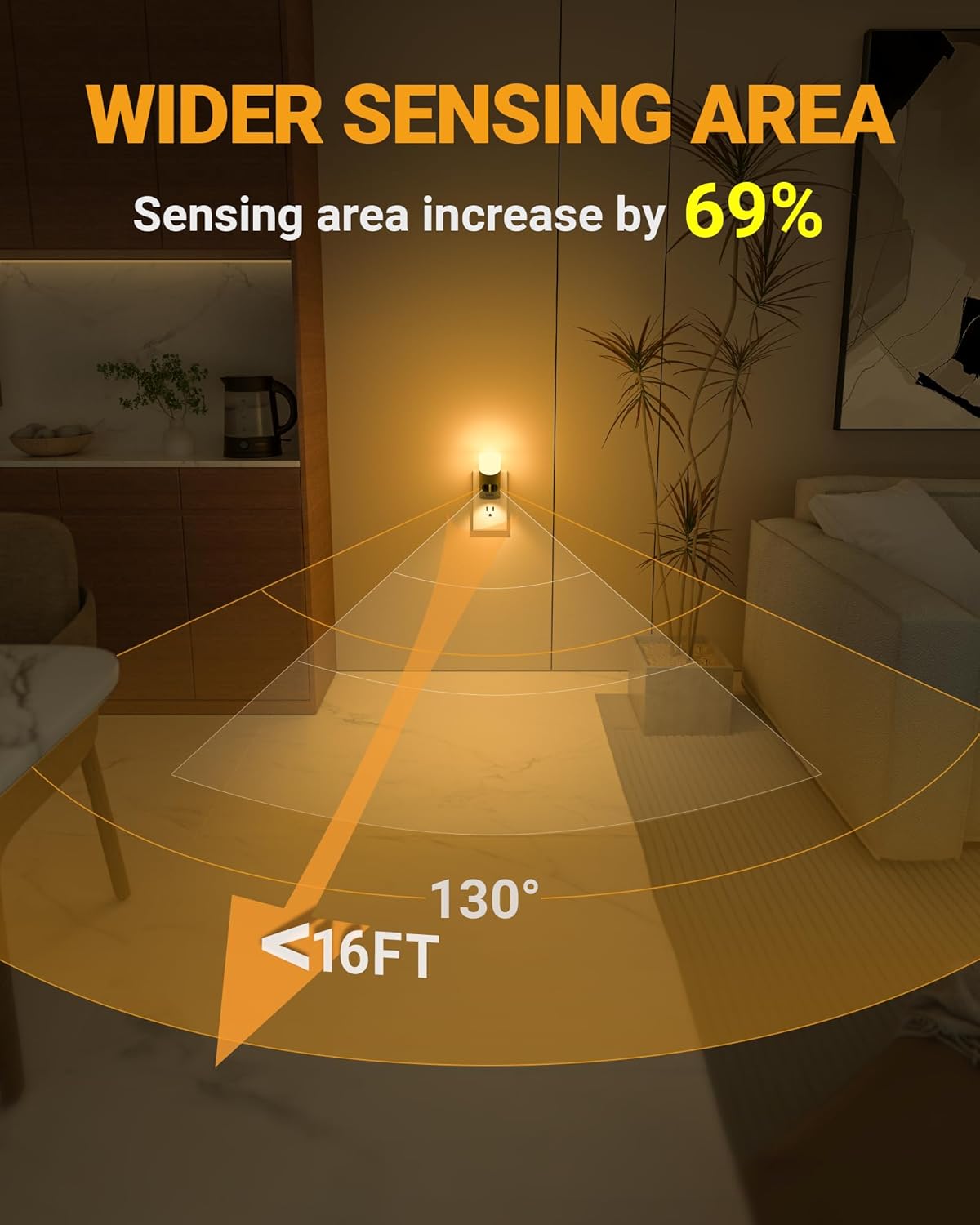 Lyridz LED Night Lights Plug into Wall with Motion Sensor, 1-150LM Dimmable Plug-in Nightlight Indoor for Bedroom, Bathroom, Hallway…