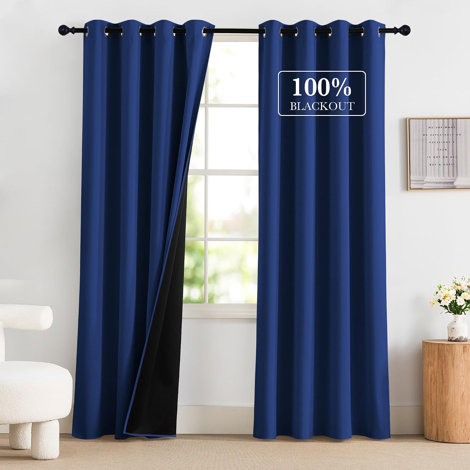 NICETOWN 100% Blackout Curtains 84 Inches Long for Bedroom, 100% Blackout Thermal Insulated Window Drapes Room Darkening Curtains for…