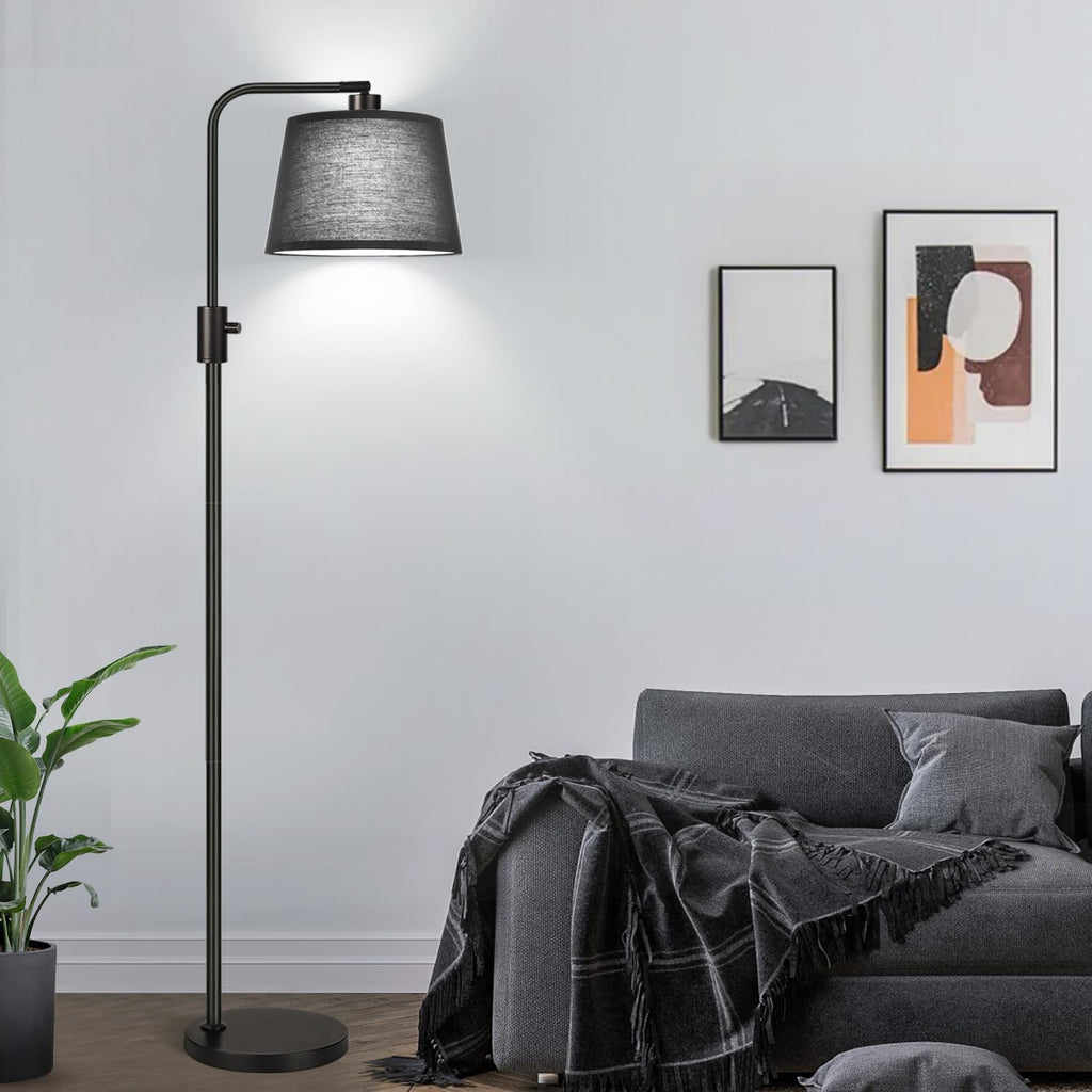 Nintiue [Upgraded] Dimmable Floor Lamp, 1000 Lumens LED Edison Bulb Included, Black Shade, Modern Arc Standing Tall Floor Lamp for Living…