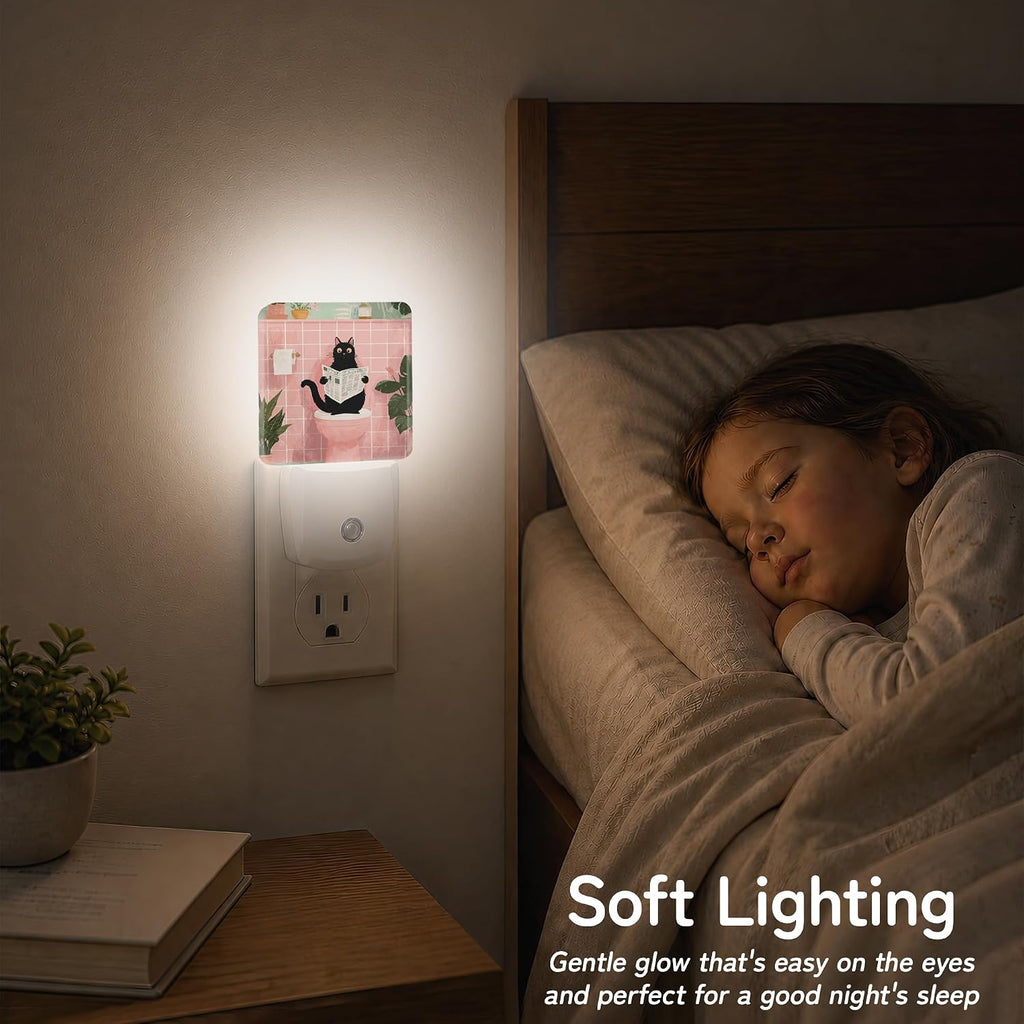 Night Light, Black Cat Bathroom Night Lights Plug into Wall for Bedroom Bathroom Hallway Kitchen, Dusk to Dawn Sensor Decorative Gift for…