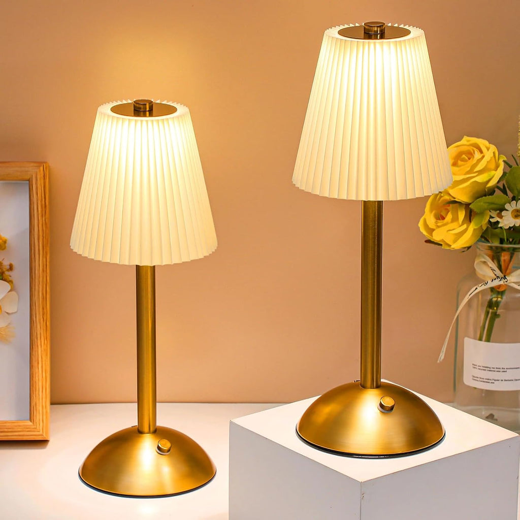 Liliful 1 Pcs Cordless Table Lamp Rechargeable Touch LED Small Gold Portable Battery Operated USB-c Desk Lamp 3 Color Dimmable for…