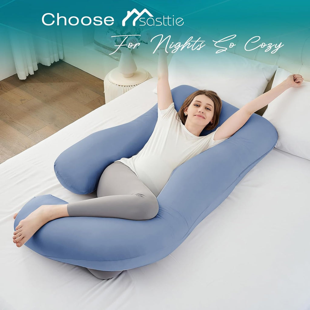 Sasttie Pregnancy Pillows for Sleeping, Jumbo U Shaped Cooling Full Body Pillow with Removable Cover, Pregnant Women Must Haves, Maternity…