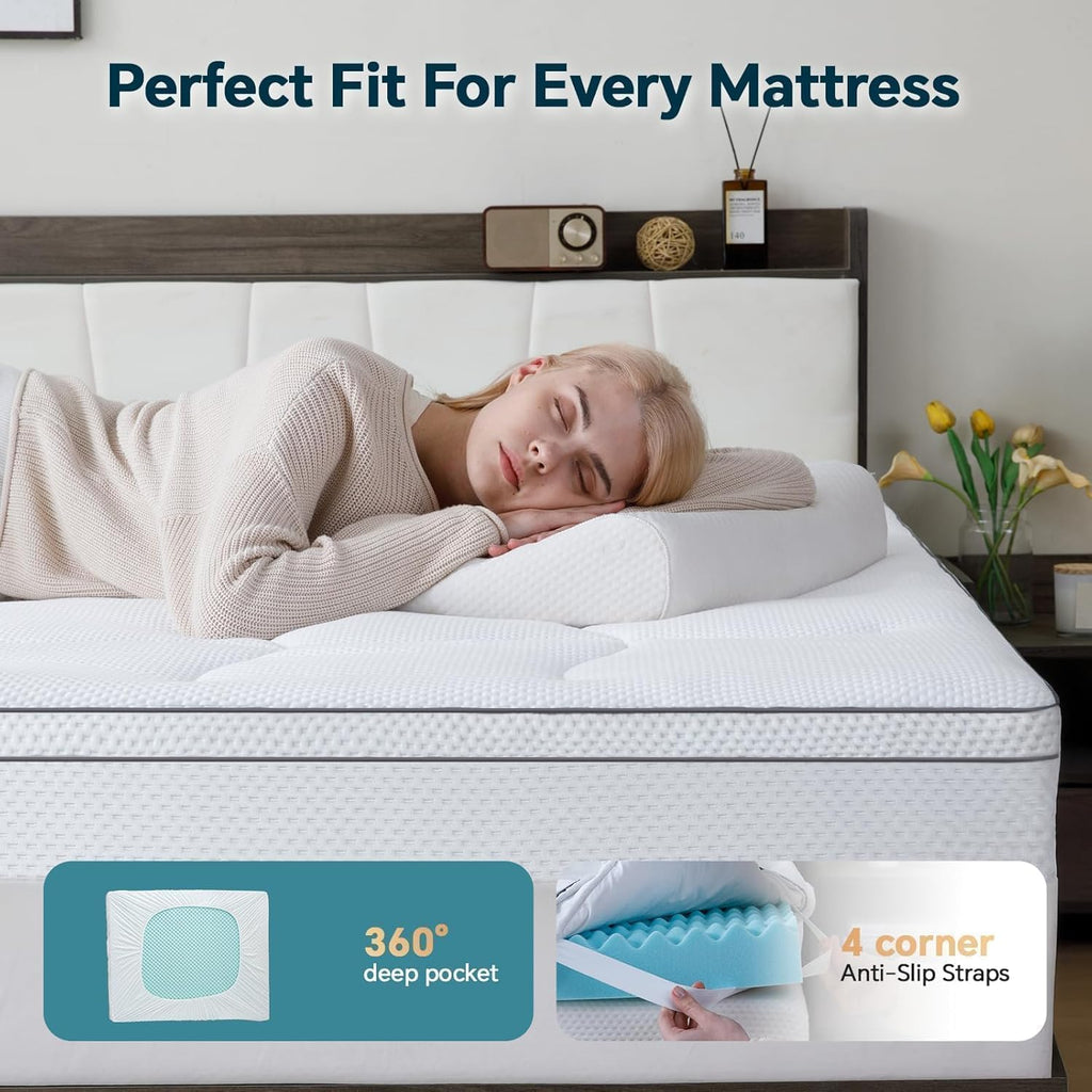 Gembed Firm Memory Foam Mattress Topper Twin XL Size - Dual Layer 2.5 Inch Cooling Gel Memory Pad and 1 Inch Pillow Top Mattress for Back P…