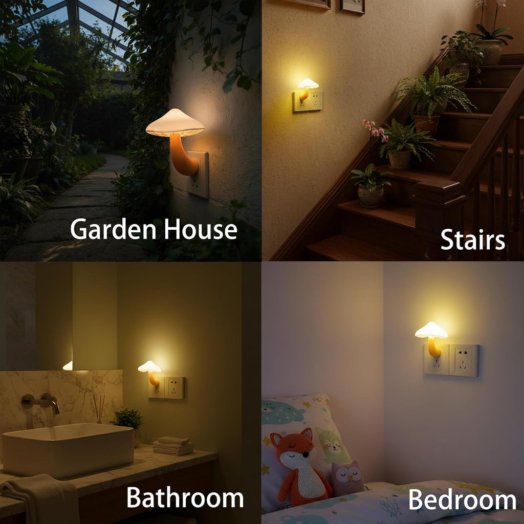 AUSAYE 2 Pack LED Mushroom Night Light Plug into Wall NightLight, Dusk to Dawn Sensor Wall Lamp Energy Saving Night Lights for Kids Adults…