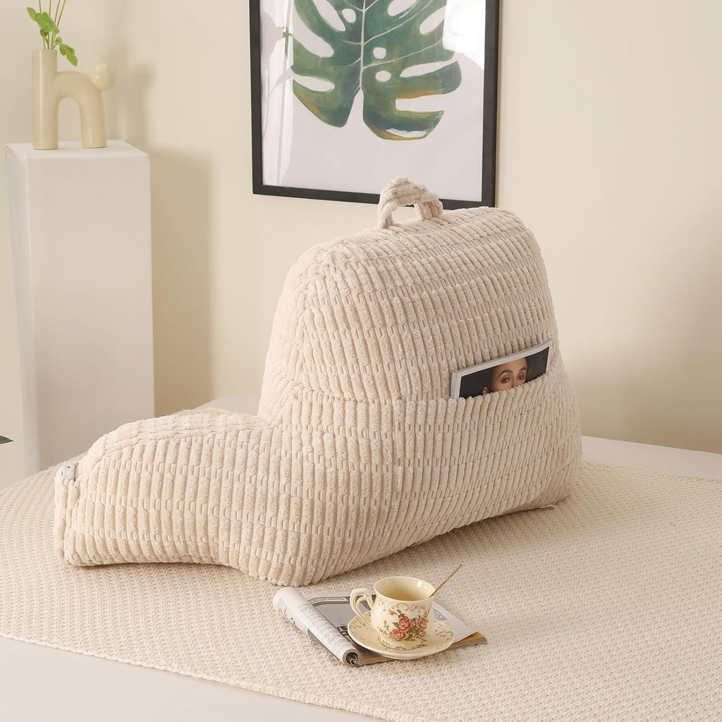 Pajeo Reading Pillow for Sitting in Bed with Arm Rests,100% 7D Fiber Filling Sitting Pillow for Back Support, Oeko-TEX Certified Backrest Pi…