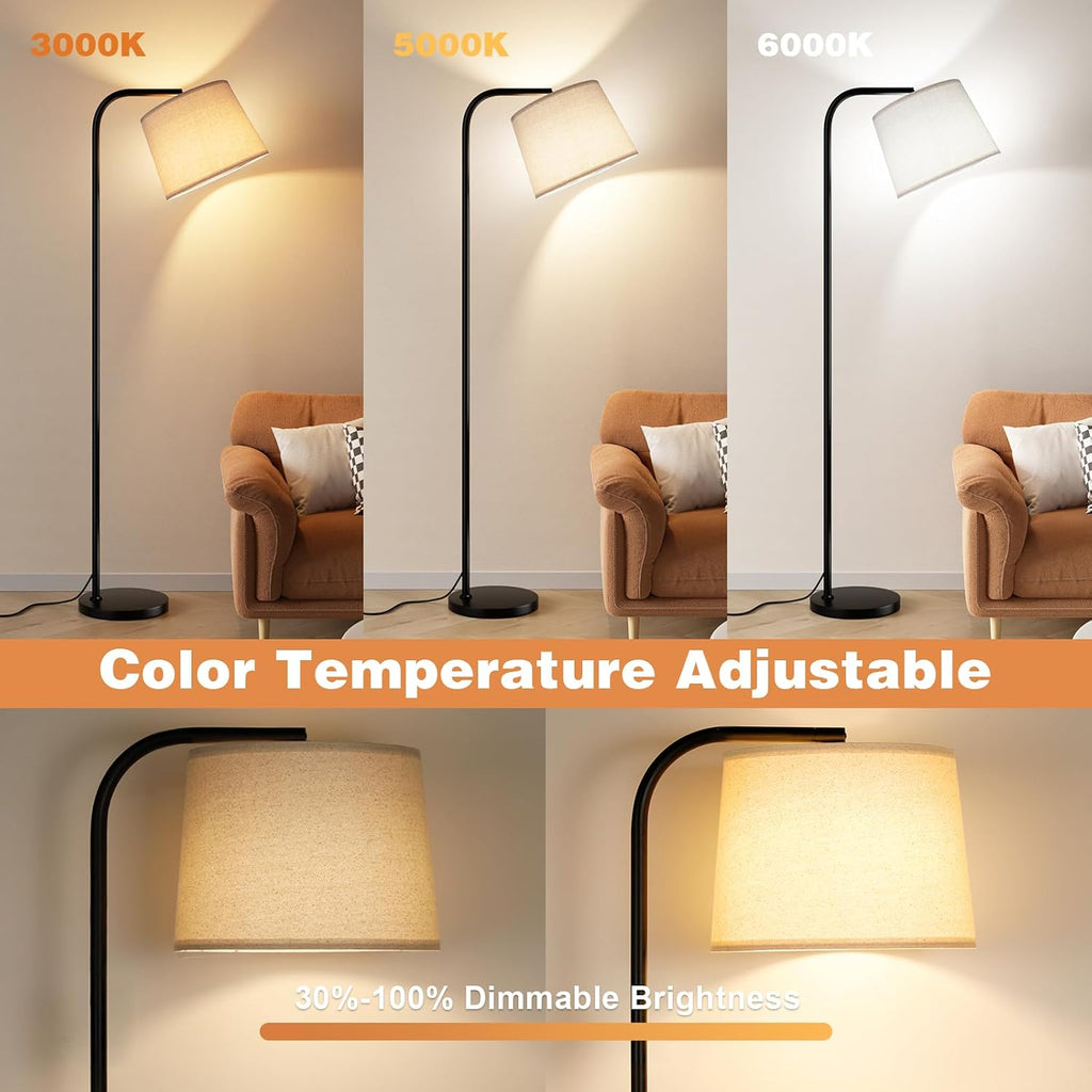 Ambimall Remote-Controlled Floor Lamp - Color Temperature Adjustable and Fully Dimmable, Standing Lamp for Living Room with Rotating…