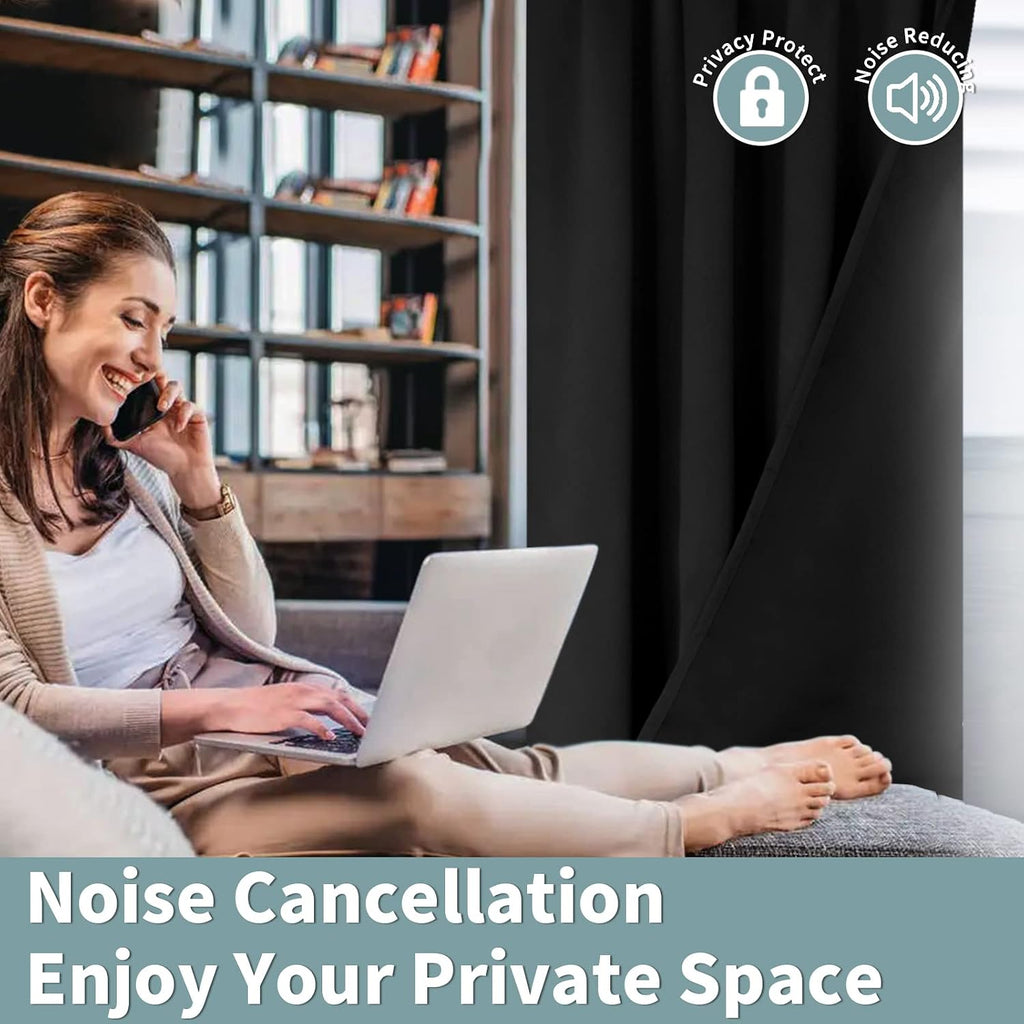 BGment Thermal Insulated 100% Blackout Curtains for Bedroom with Black Liner, Double Layer Full Room Darkening Noise Reducing Rod Pocket…