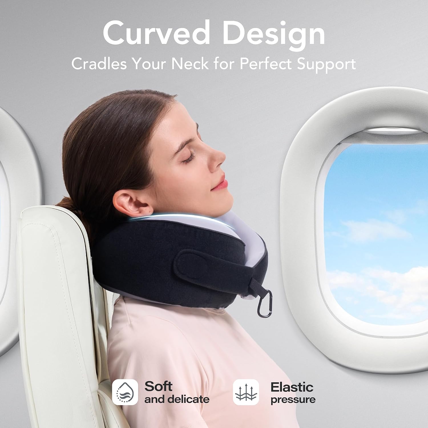 KPNEOL Travel Pillow, 100% Pure Memory Foam Travel Neck Pillow Airplane Neck Support Ergonomic Design for Traveling Suitable for…