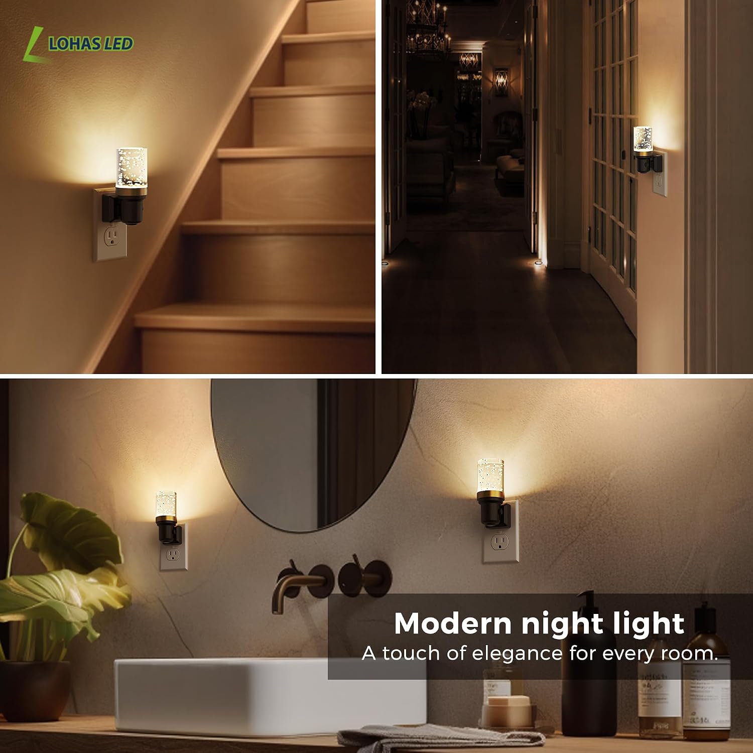 L LOHAS LED Night Light, Dimmable Night Lights Plug into Wall, Automatic Night Lights Plug in with Auto Light Sensor, Adjustable…