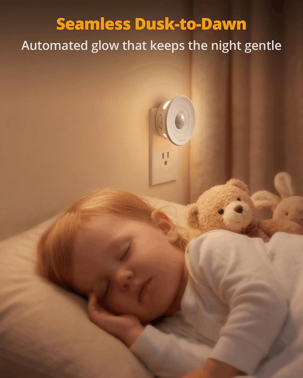 Lyridz Plug-in Backlit Motion Sensor Night Light with Dusk to Dawn Sensor, 1-50LM Precise Dimmable Wall Lights for Bedroom, Bathroom, Hallw…